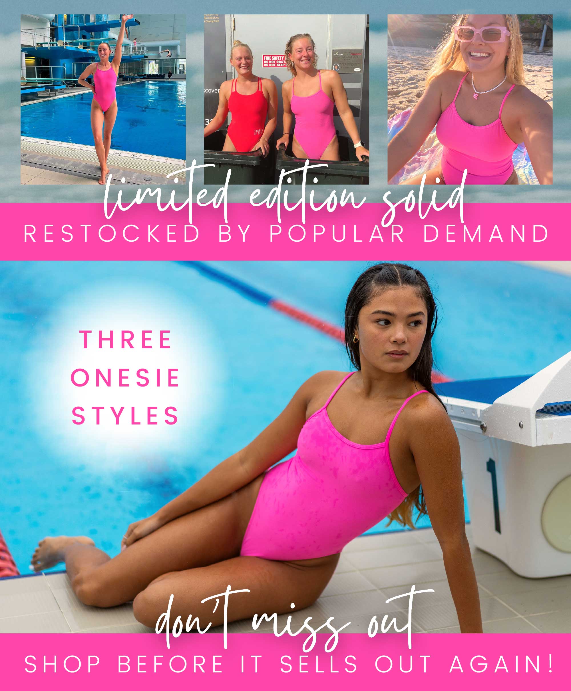 JOLYN Australia womens athletic swimwear new colour Pink Cosmos restock